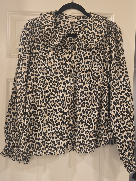 Pilcro Tops - Pilcro Leopard Print Shirt in Cream and Black
